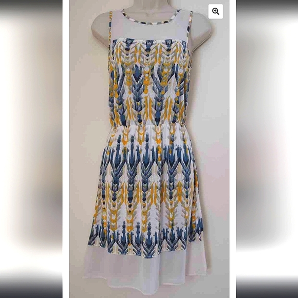 H&M Cream and Blue Sleeveless Sundress Size Large - Picture 2 of 8